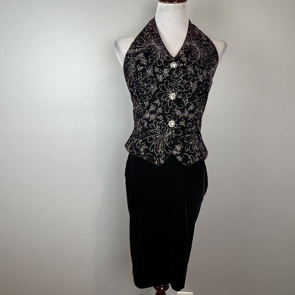 Scott McClintock Vintage Velvet Cocktail Dress Size 8 Has Defects